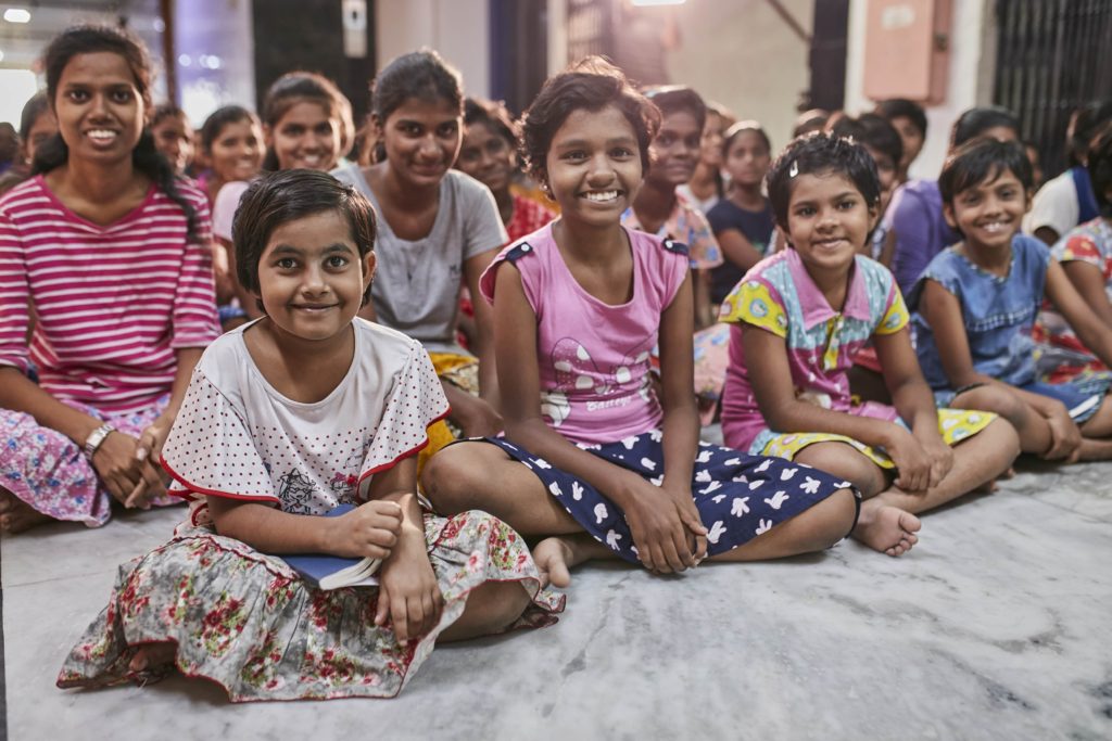 Girls assemble every night before dinner for a time of fun, fellowship, singing and games. Many children say that the bonds they form at the hostel stay with them for life.