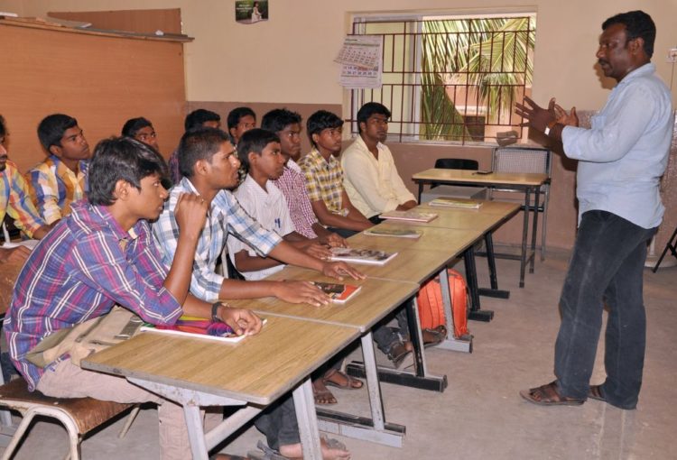 A theory class at the Industrial Training Institude. The young boys are encouraged to pursue education in vocational subjects of their choice.